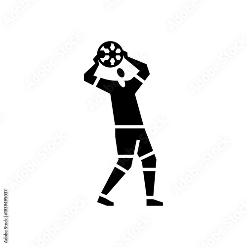 Throw In glyph icon. People play football illustration.