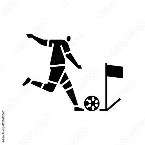 Corner Kick glyph icon. People play football illustration.
