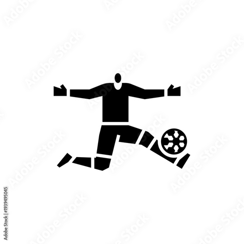 Goalkeeper Block glyph icon. People play football illustration.