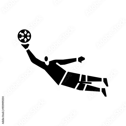 Goalkeeper Save glyph icon. People play football illustration.