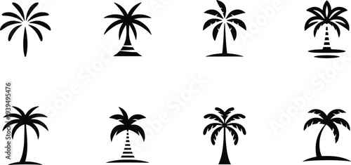 Assorted Palm Tree Icons silhouette tropical
