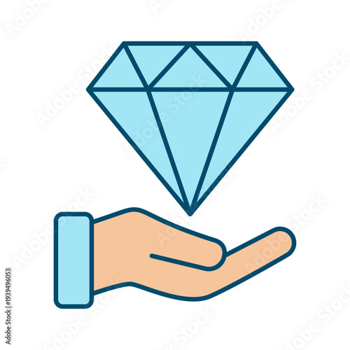 Unique Value Proposition Brand Benefit Icon with Premium Diamond Concept