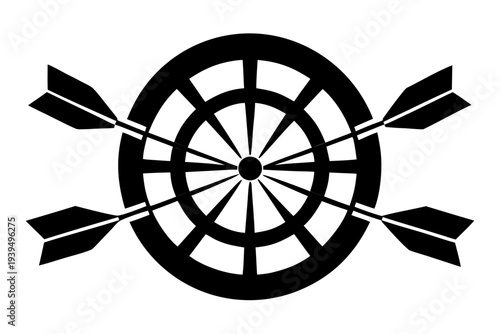 dartboard with darts thrown silhouette vector