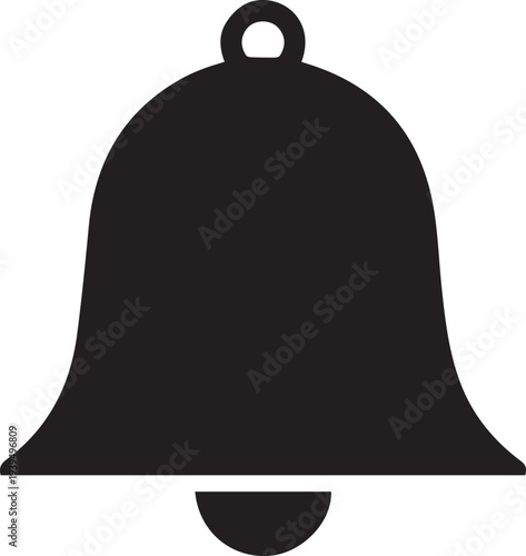 Simple black bell icon vector illustration, symbolizing new notifications, alerts, and reminders, ideal for website interfaces, mobile applications, and graphic design projects