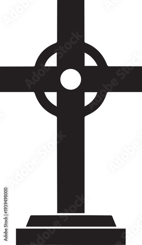Celtic Cross Silhouette Vector – Religious Symbol Icon .