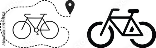 Bicycle Route Navigation Path Vector Illustration