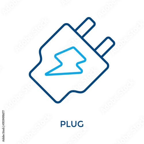 Plug Icon Outline Color Style. Vector Illustration For Graphic Design