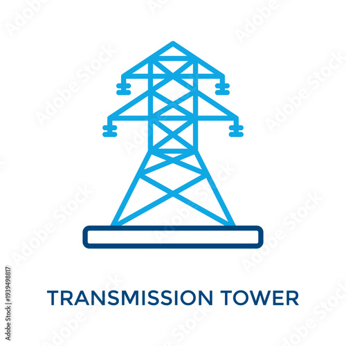 Transmission Tower Icon Outline Color Style. Vector Illustration For Graphic Design