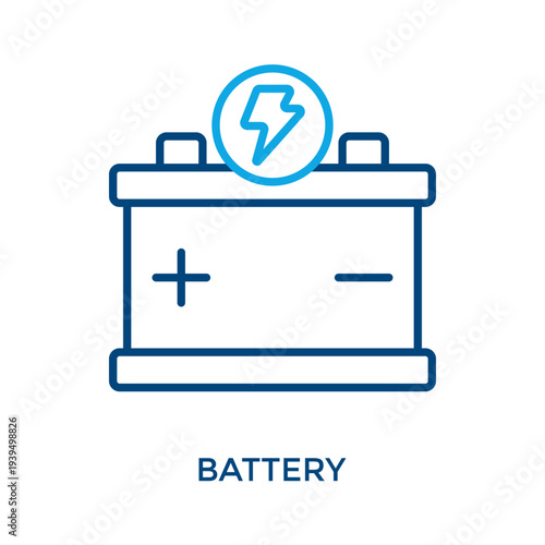 Battery Icon Outline Color Style. Vector Illustration For Graphic Design