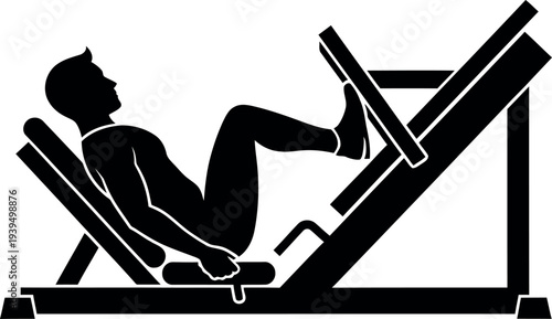Sports silhouette of a person exercising on a leg press machine