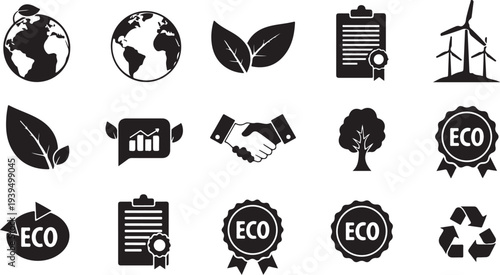 Eco Friendly Icons for Sustainable Living and Green Business