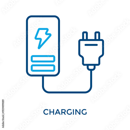 Charging Icon Outline Color Style. Vector Illustration For Graphic Design