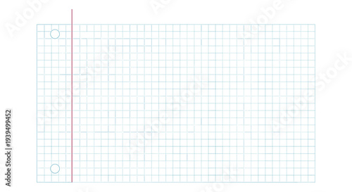 White lined paper background with vertical pink margin and blue horizontal lines, mimicking a school notebook for education concepts.