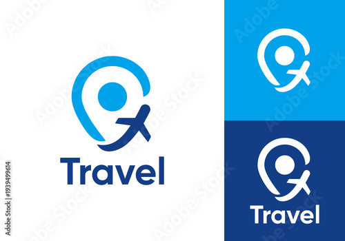 pin location and plant logo. travel transportation design concept