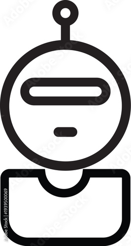 Digital humanoid robot avatar icon for virtual assistant and technology profile interface.