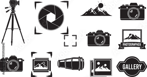Photography icons and symbols for creative professionals and artists