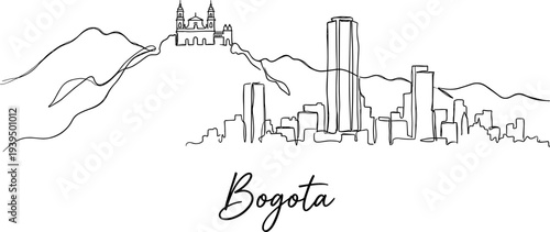 Bogota Colombia city skyline continuous one line drawing on white background