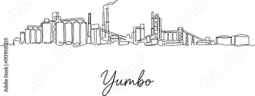 Industrial skyline of Yumbo Colombia in single line drawing style isolated on white background vector illustration