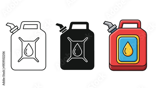 Fuel canisters set flat design vector illustration - Flat Design Icon. line icon set - Icon vector - Blue icon vector. Clipart. Icon collection - Line and glyph solid icon and logo template