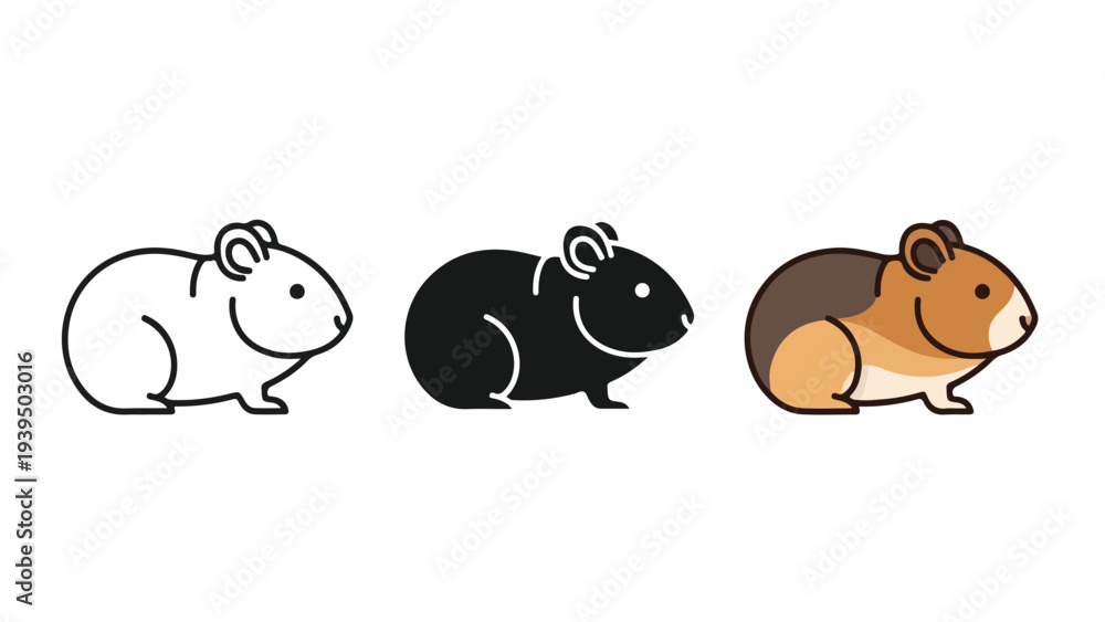 Obraz premium hamster trio running vector illustration flat design - Flat Design Icon. line icon set - Icon vector - Blue icon vector. Clipart. Icon collection - Line and glyph solid icon and logo template