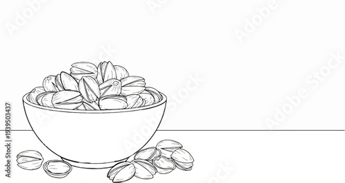 A bowl of pistachios with some nuts spilled on the table