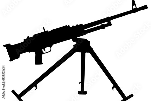 Silhouette of a Mounted Machine Gun