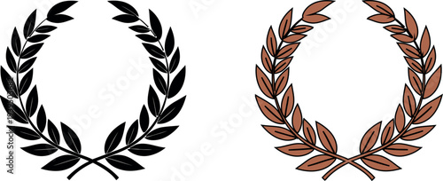 Laurel wreath illustrations in black and brown