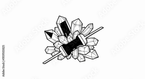 A black resistor pierces a cluster of sparkling, faceted crystals