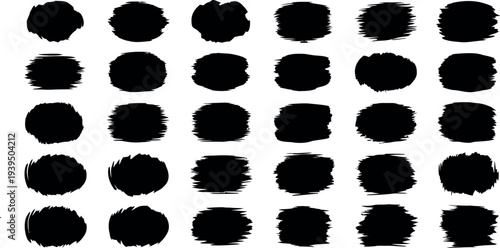 A grid of 36 black brush strokes on a white background
