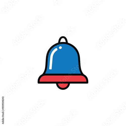 Modern Notification Bell Icon with Red, Blue, and Black Outline