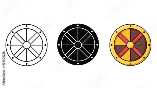 Dharma wheel icons set flat design vector illustration - Flat Design Icon. line icon set - Icon vector - Blue icon vector. Clipart. Icon collection - Line and glyph solid icon and logo template