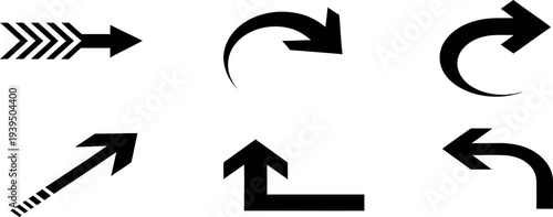 Collection of black arrows on white background