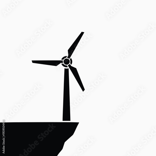 Single wind turbine on cliff edge, representing innovative renewable energy solutions and forward-thinking technology