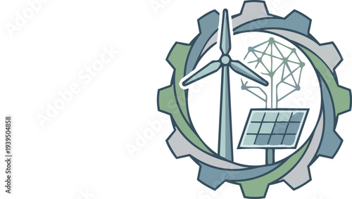 Clean Minimal Sustainable Future Campaign Poster Layout Vector Illustration with Green Eco Leaf Icon and Copy Space for Environmental Message