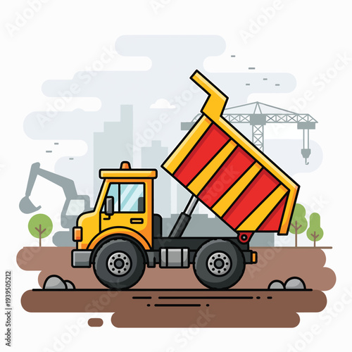 Construction Dump Truck Unloading