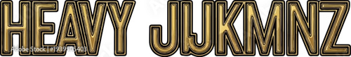 Bold, metallic gold layered text spelling out "HEAVY JUKMNZ" against white