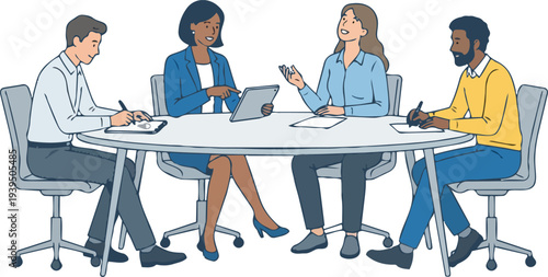 Diverse Creative Business Team Meeting and Brainstorming in Modern Office with Floating Glowing Lightbulb Icon Representing New Big Idea Generation Innovation Solution and Collaborative Strategy