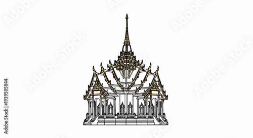Ornate traditional temple structure with layered roofs and spires