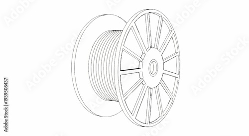 Industrial wire spool with spokes on a plain background