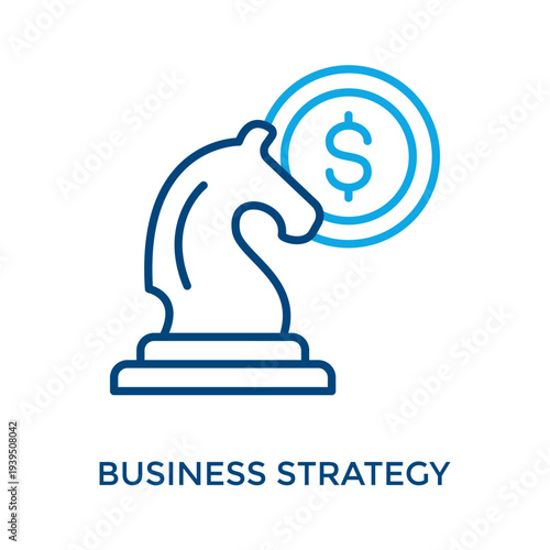 Business Strategy Icon Outline Color Style. Vector Illustration For Graphic Design