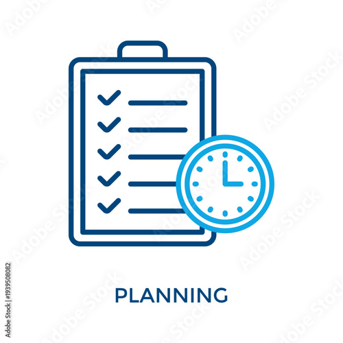 Planning Icon Outline Color Style. Vector Illustration For Graphic Design