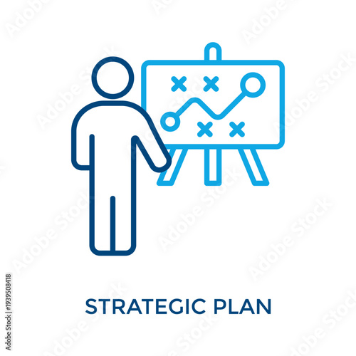 Strategic Plan Icon Outline Color Style. Vector Illustration For Graphic Design