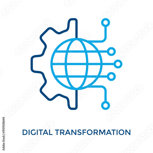 Digital Transformation Icon Outline Color Style. Vector Illustration For Graphic Design