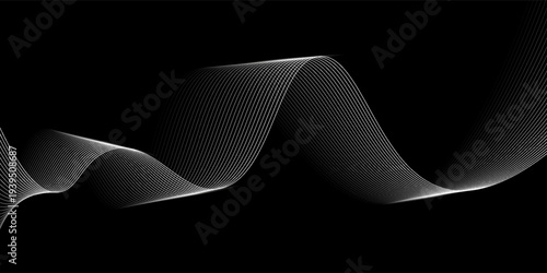Abstract flowing line digital technology, smooth particle wave, big data techno design concept background wallpaper, vector eps