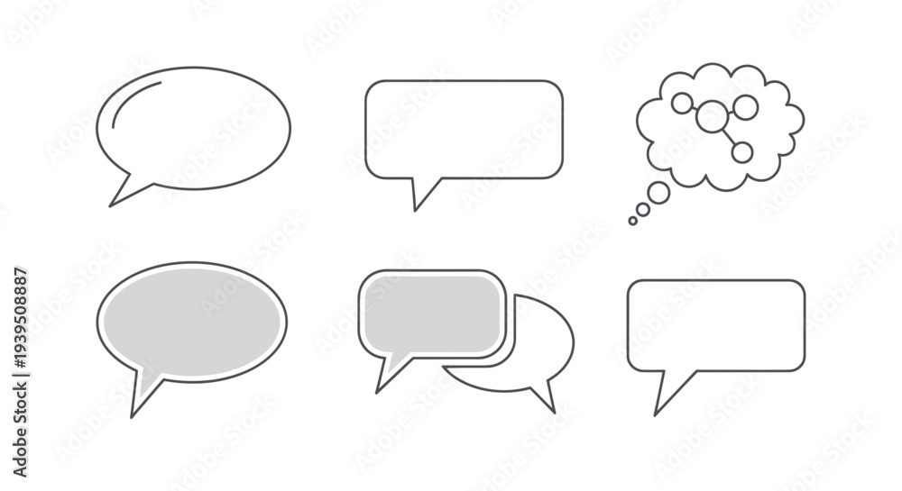 Fototapeta premium Speech Bubbles and Thought Cloud Icons Set