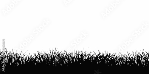 A simple black and white illustration of grass along a line