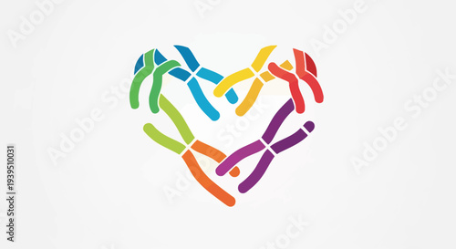 Vibrant Chromosomes Form a Heart Shape, Symbolizing Genetic Connection, Scientific Understanding, and the Love for Biology and Research