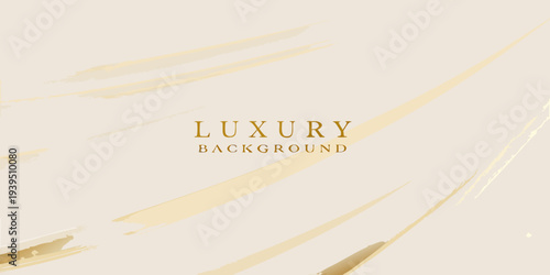 Elegant gold brushstrokes and the word luxury on a beige background