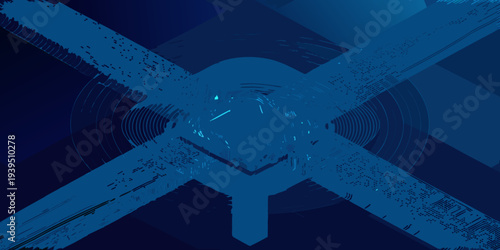 Abstract blue digital lines forming a dynamic converging vortex