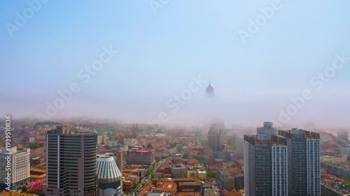 San Francisco Skyline Shrouded in Dense Fog and Mist